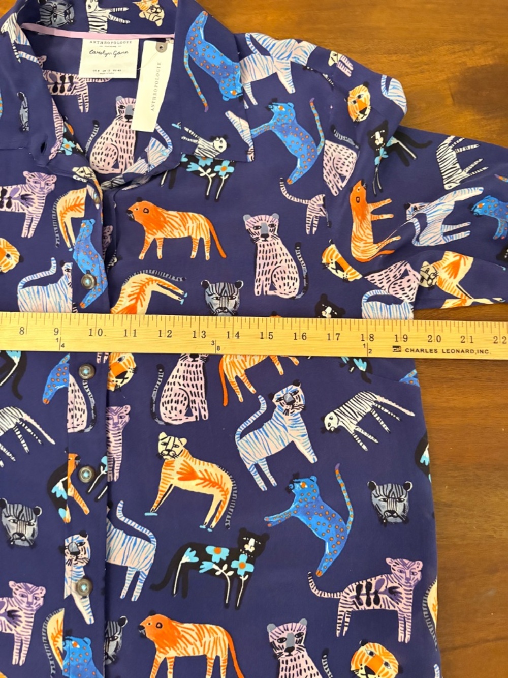 Anthropologie Silk Blouse Tiger Cat Print - Picture 11 of 14